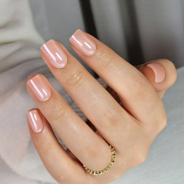  Factory Prices Short Square Chrome Nude Color Press On Nails