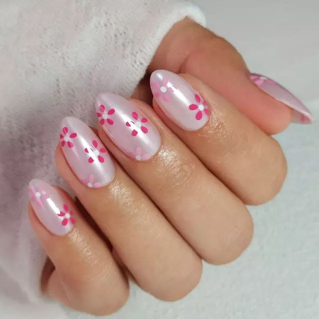  Unique Short Almond Spring Flower Press On Nails Custom Nails Factory 