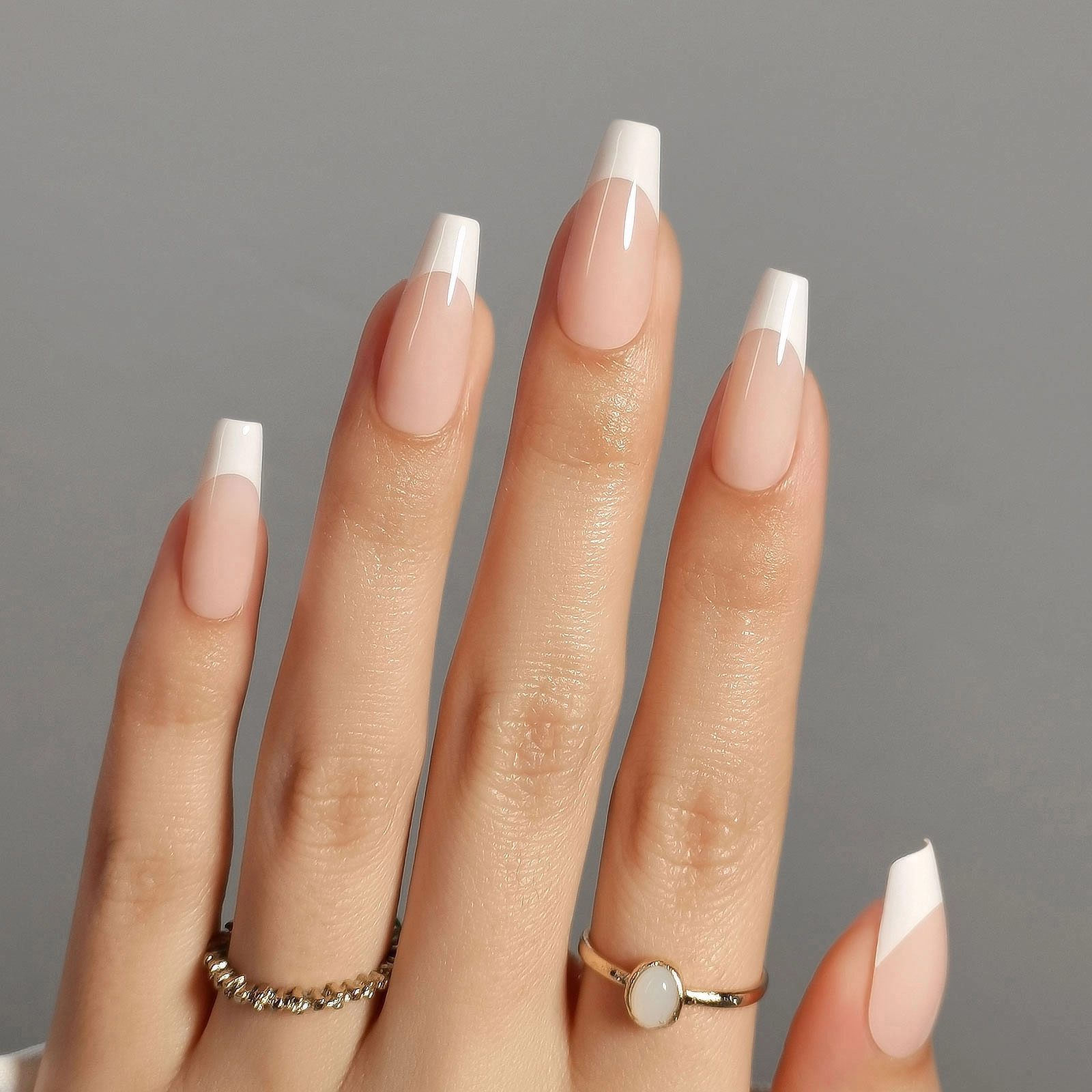 french tip coffin nails