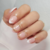  X Short Almond 3D Luxury White French Press On Nails 