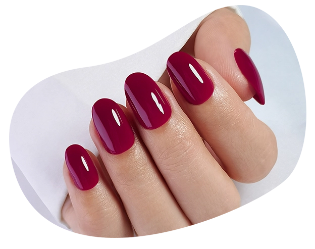 wine red fake nails