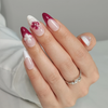  Bold Pink & White French-Tip Cherry Blossom Soft Gel Nail Extensions 3D Press On Nails Suppliers 