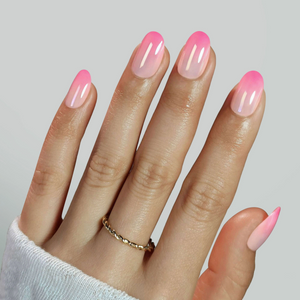  Wholesale Pink Ombre Design Custom Chrome Artificial Fingernails