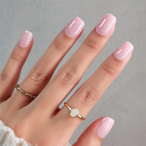  New Trending Short Square Glitter Royal Press On Nails