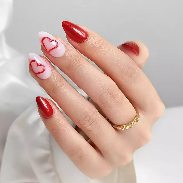 Valentine's Soft Gel French Tip Press on Nails with Glue Wholesale Fake Nails 