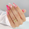  Summer Wholesale 3D Printing Red Rose Rhinestones Private Label Press On Nails Art Tips 