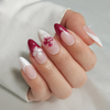  Bold Pink & White French-Tip Cherry Blossom Soft Gel Nail Extensions 3D Press On Nails Suppliers 