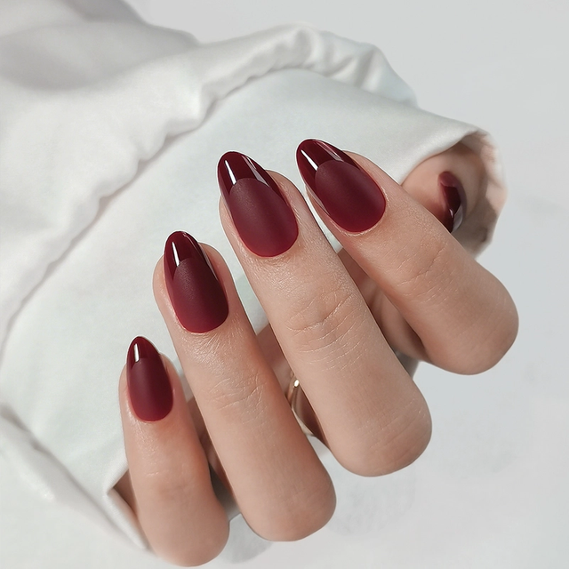 Christmas Valentine's Wine Color Elegant French Nails Tips Matte Design Custom Press On Nails Manufacturer 