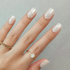  Custom Chrome White Press on Nails Square Soft Gel Glazed False Nails 