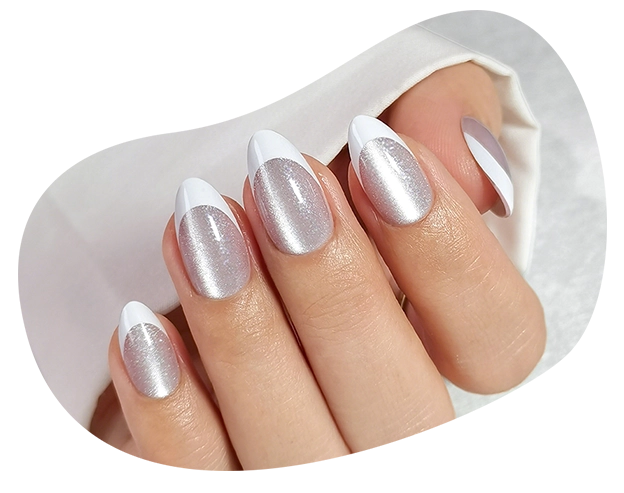 cat eye french nails tips
