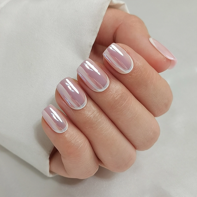 YoungMei OEM/Wholesale Soft Gel Nail Tips - 32PCS Pink French Square Nails