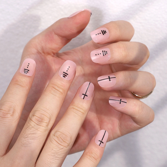  Men Nails Design Private Label Logo Short Round False Nails Tips 