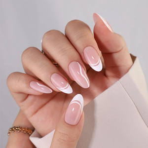  Printing Classical White French Tips Design CustomPress On Nails 