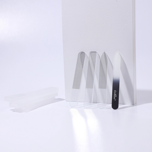 Custom Logo Double Side Clear Glass Nail File Crystal Fingernail File for Shape And Smooth Nails