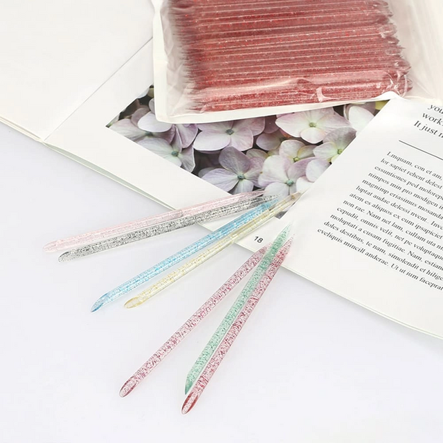  Nail Cuticle Pusher Crystal Point Stick Wooden Sticks Double End Manicures Dead Skin Remover 