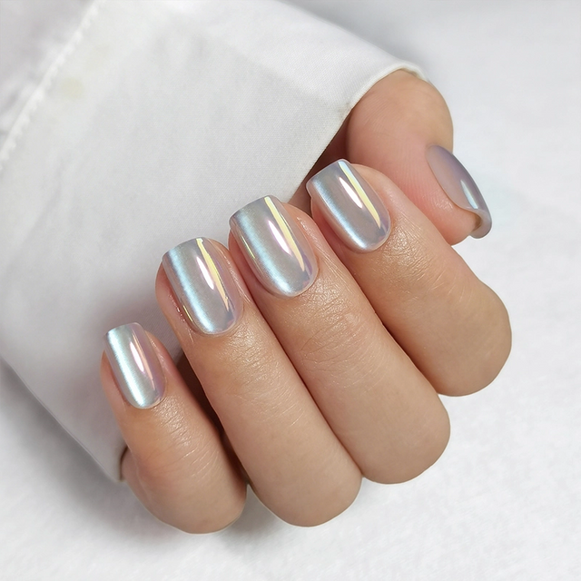  Wholesale OEM ODM Beauty Sliver Chrome Private Label Custom Press On Nails Manufacturer 