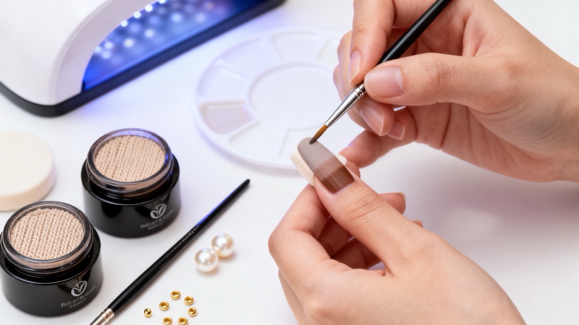 Textured Gel Nail Art Application Process