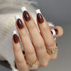 Private Label Fall Winter Long Shinny Brown French Custom Fake Nails 