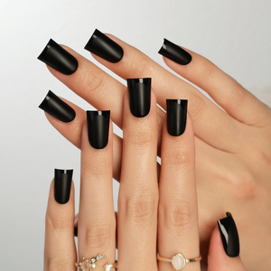 Unique Duck Nails Matte Black French Nails Tips False Nails Manufacturer 