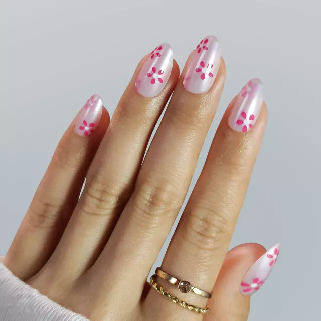  Unique Short Almond Spring Flower Press On Nails Custom Nails Factory 