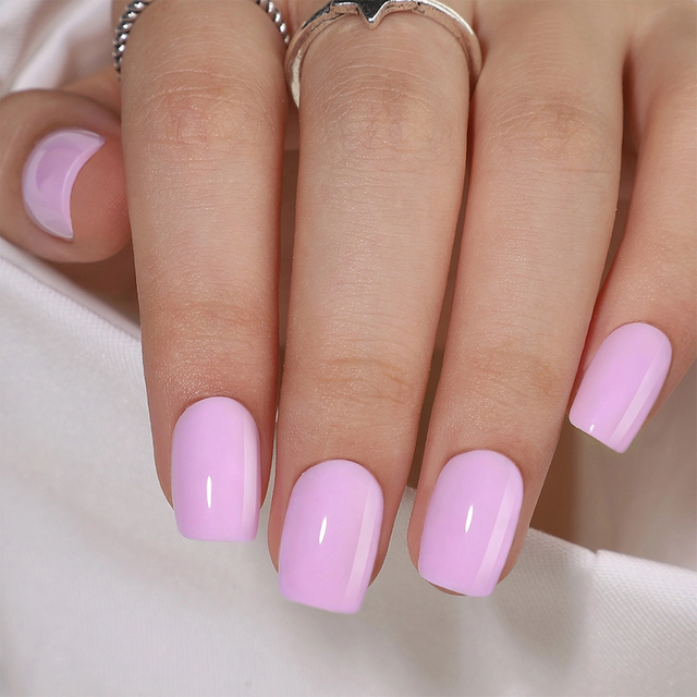  Elegrance Soft Gel Custom Solid Taro Purple Color Press on Nail 