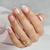  X Short Almond 3D Luxury White French Press On Nails 